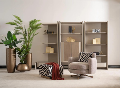 Sessel mit Hocker Ohrensessel Fernsehsessel Polstersessel Grau Zerba